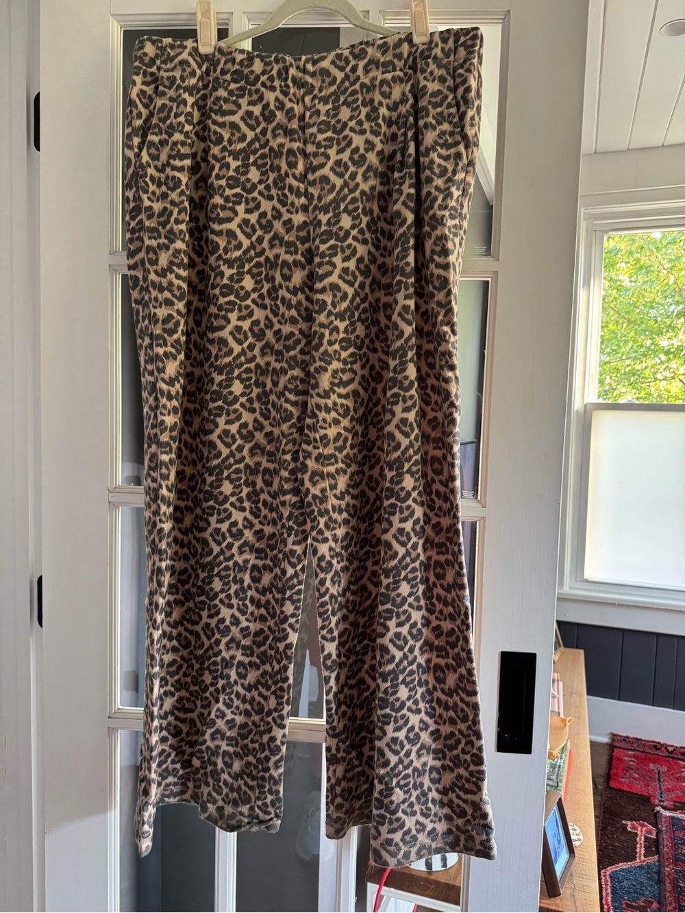 aerie Leopard-Print Wide Leg Pants in Brown and Black